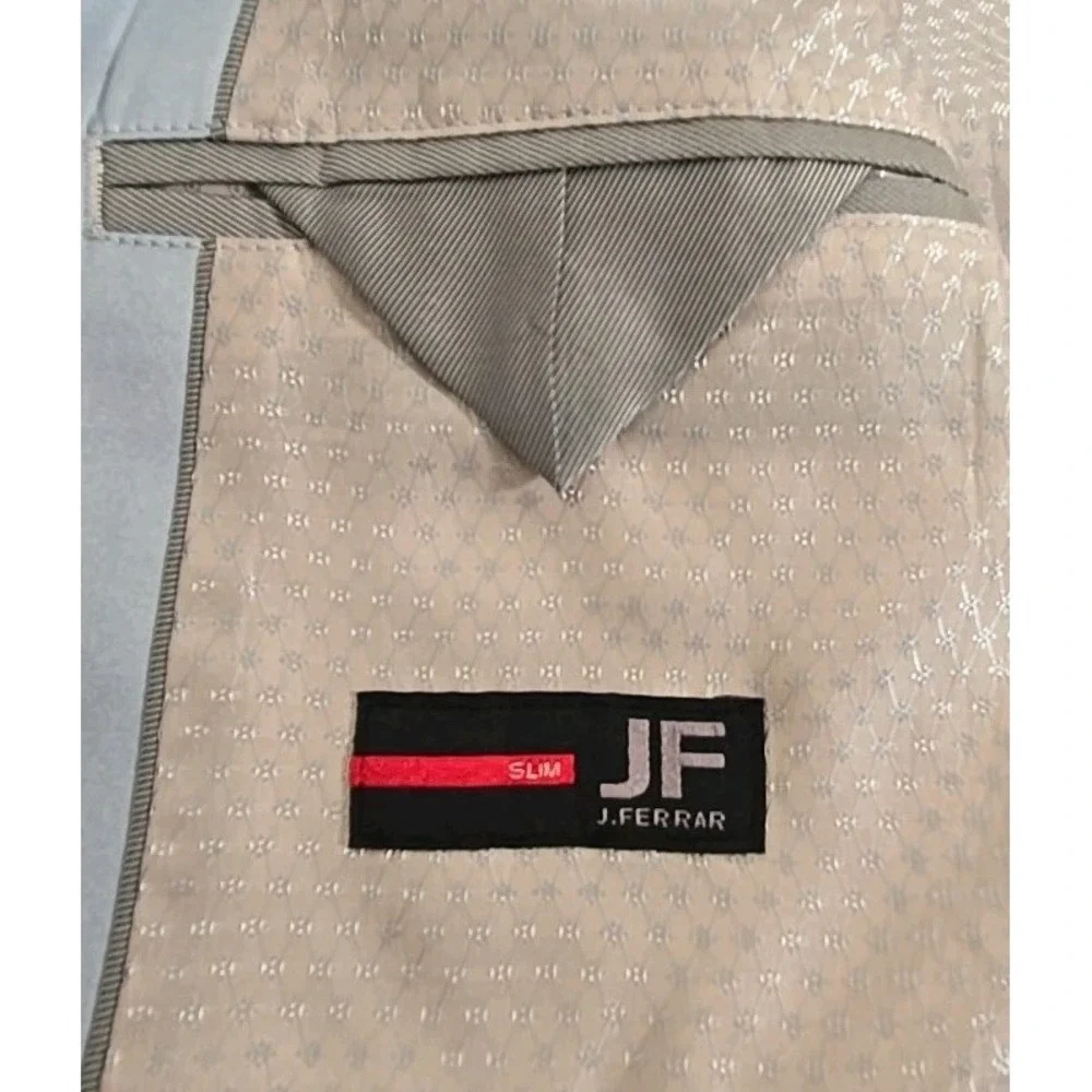 J Ferrar Suit Jacket 38 Regular Slim Fit Blue Wrinkle Recovery Stretch Shimmer